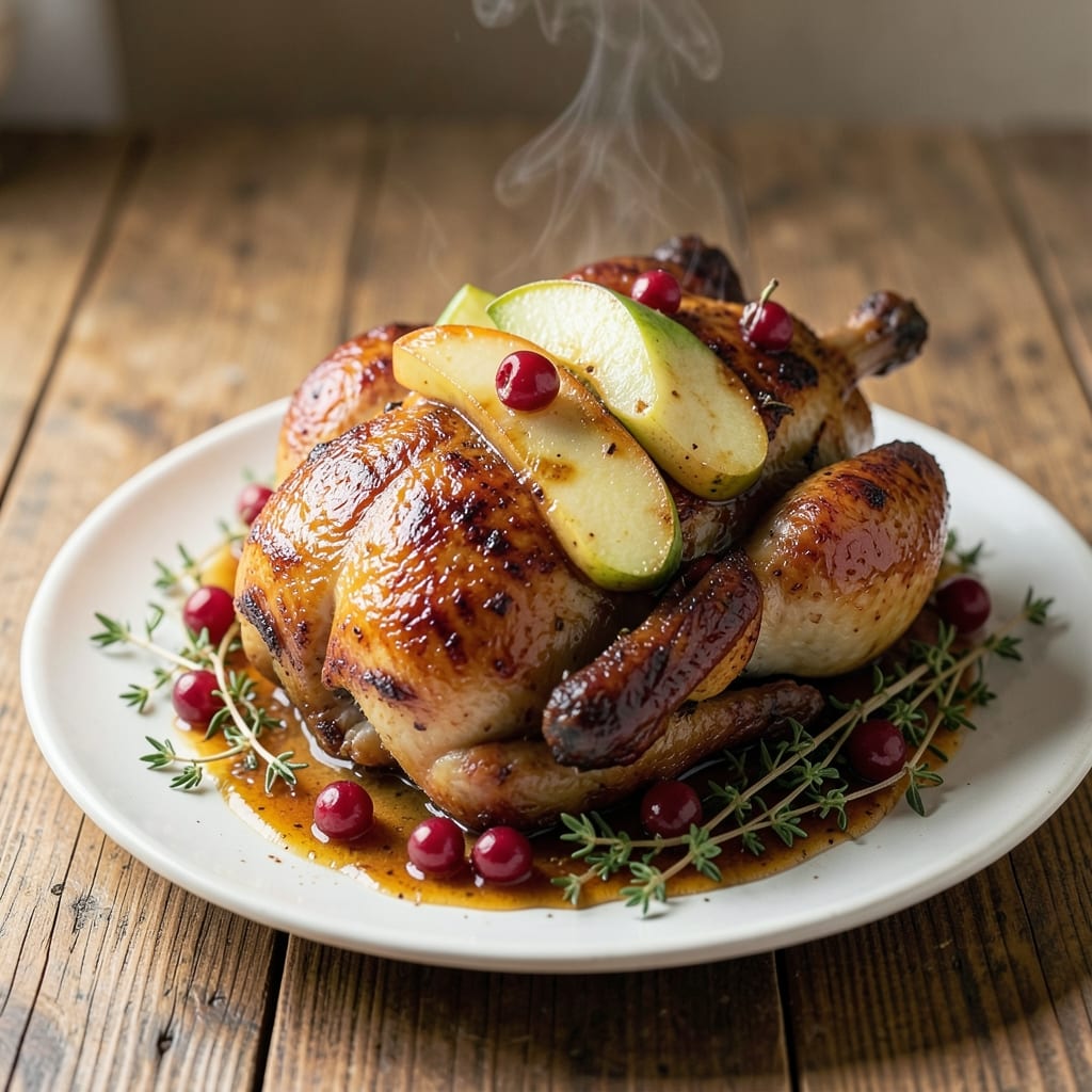Apple and Cranberry Roasted Chicken Recipe: Juicy Meat with Sweet-Tart Glaze