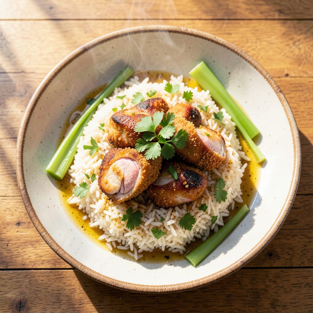 Best Chicken Gizzards and Rice Recipe: Crispy Celery-Crusted Bites with Yogurt Magic