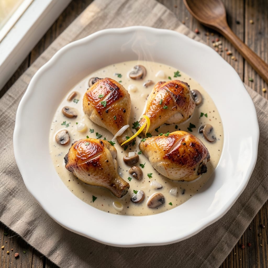 Baked Chicken Thighs With Cream Of Mushroom Soup Recipe: One-Pan Creamy Crispy Indulgence