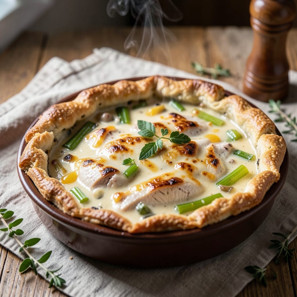 Baked in Vermont Chicken Pot Pie Recipe: Celery-Crusted Comfort With Creamy Yogurt Filling