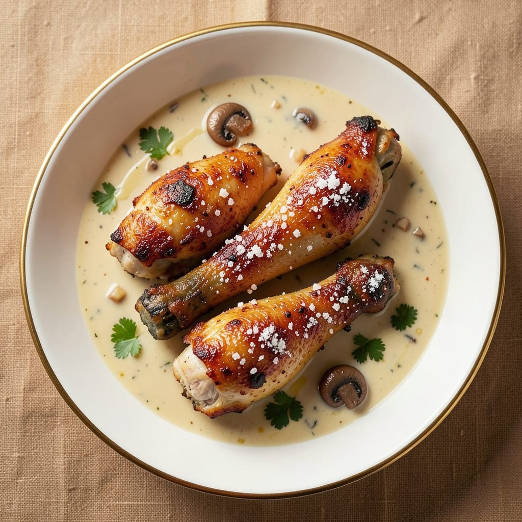 Baked Chicken Drumsticks With Cream Of Mushroom Soup Recipe: Crispy Bites in Creamy Sauce