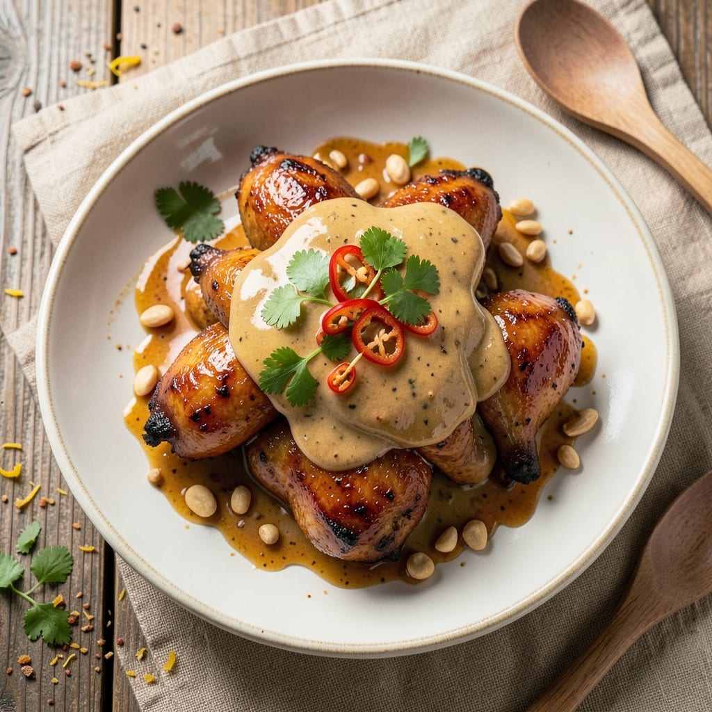 Bangkok Peanut Sauce Chicken Recipe: Spicy-Sweet Crunch With Silky Yolk Streaks